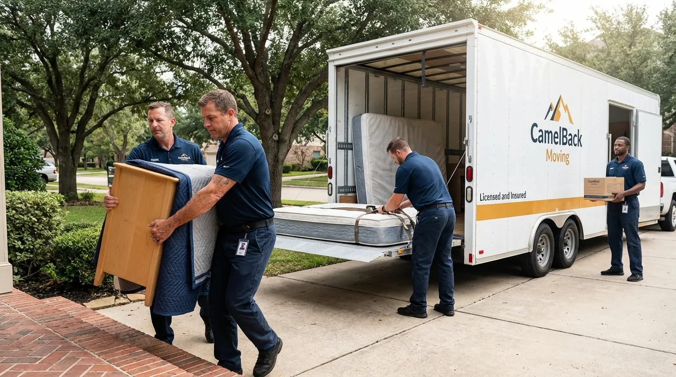 Crew loading residential truck for cross-state move from Thousand Oaks, CA